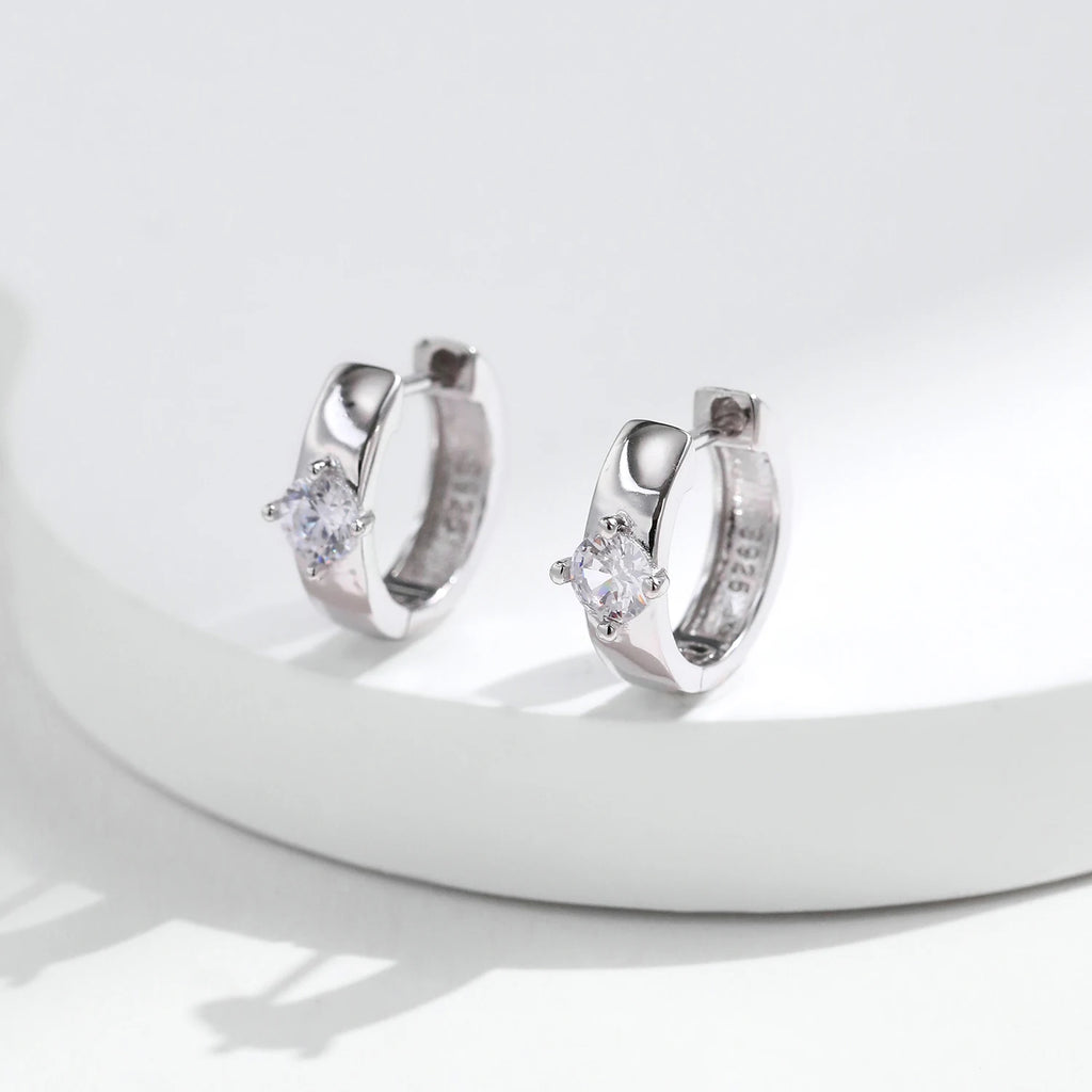 round Moissanite Ear Buckles Lab Diamond 925 Sterling Silver Engagement & Wedding Hoop Earrings for Women Jewelry Gifts