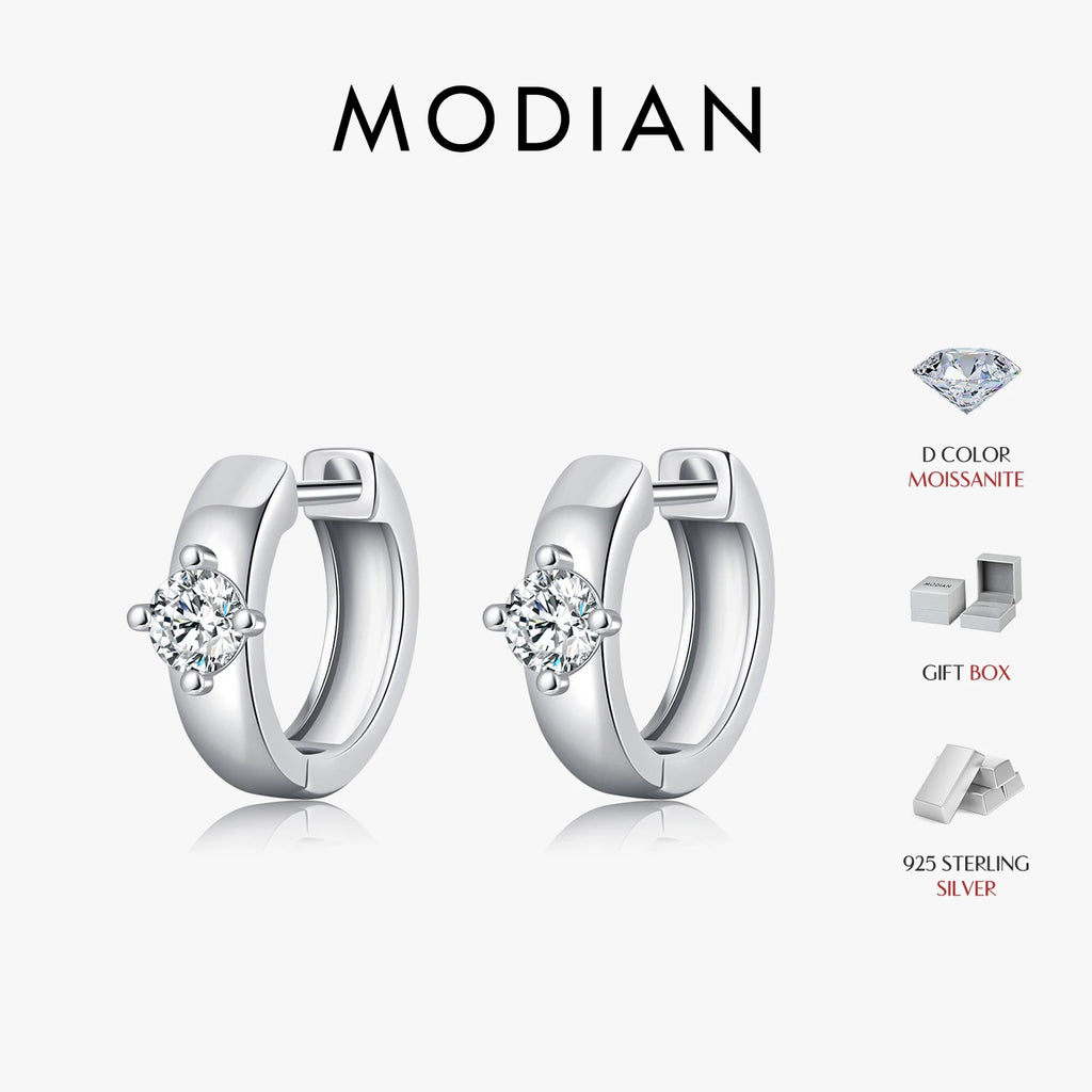 round Moissanite Ear Buckles Lab Diamond 925 Sterling Silver Engagement & Wedding Hoop Earrings for Women Jewelry Gifts