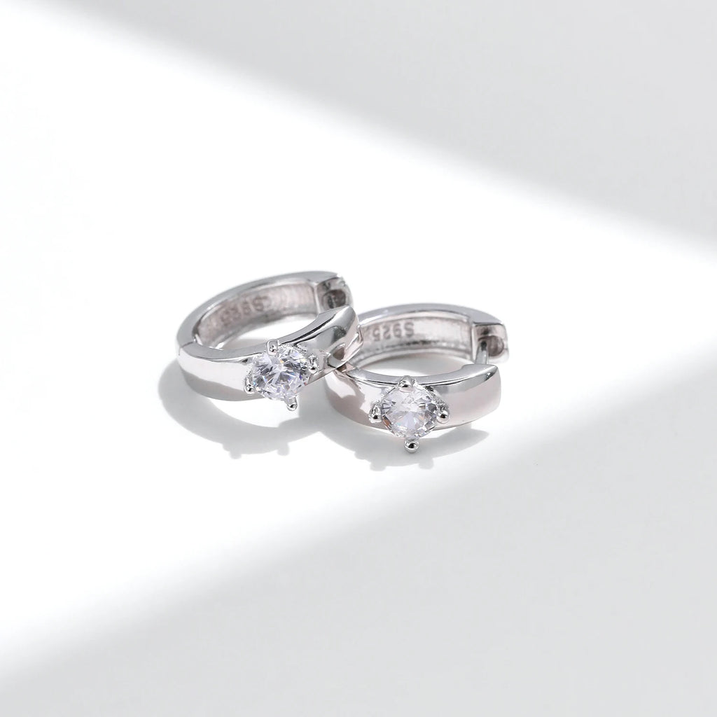 round Moissanite Ear Buckles Lab Diamond 925 Sterling Silver Engagement & Wedding Hoop Earrings for Women Jewelry Gifts