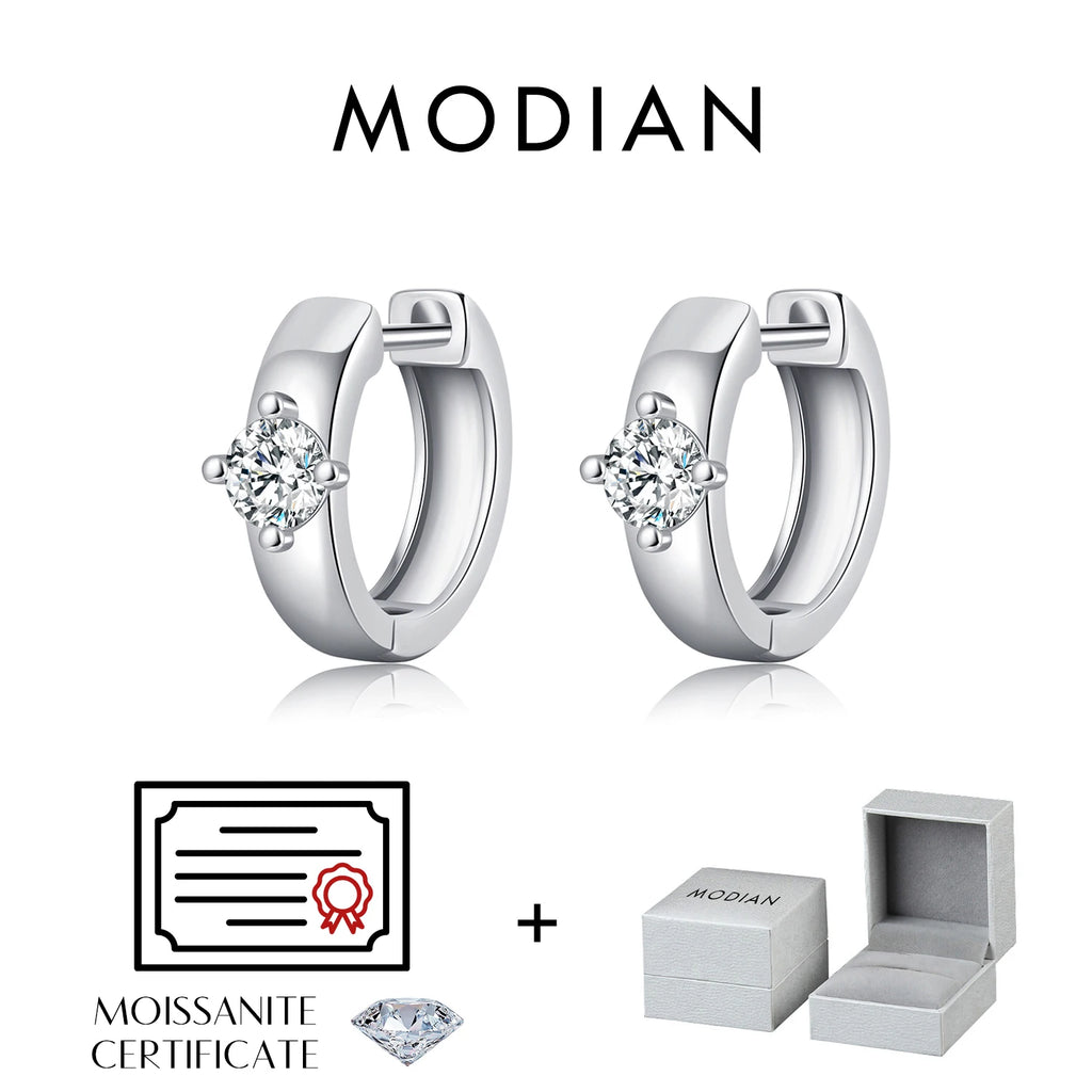 round Moissanite Ear Buckles Lab Diamond 925 Sterling Silver Engagement & Wedding Hoop Earrings for Women Jewelry Gifts